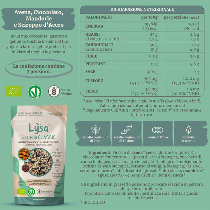 Granola Bio Classic - mandorle e cioccolato fondente senza glutine - immagine 2
