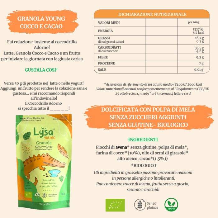 Lysa Young Granola Cocco e Cacao senza zuccheri e senza glutine - immagine 2
